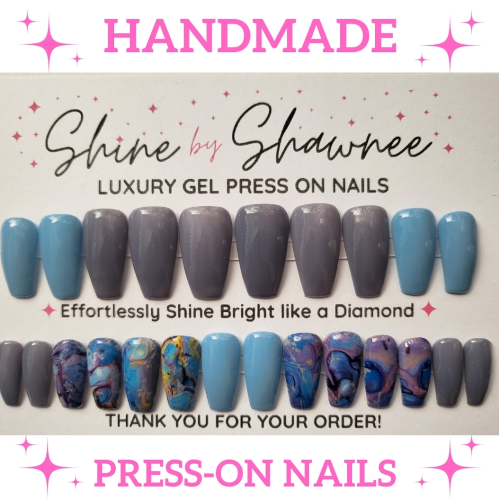 Handmade Luxury Press-On Nails | Sturdy & Reusable | Changing Colors